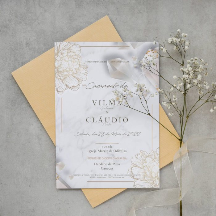 Convite de casamento elegante