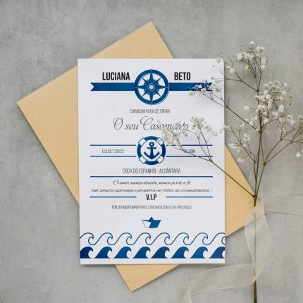 Convite de casamento tema mar