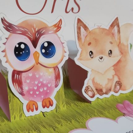 Convite de Batizado com efeito relevo 3D com motivos de quinta