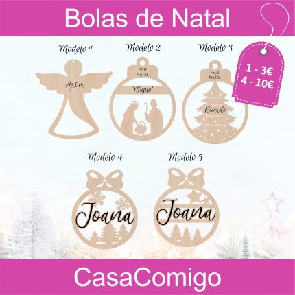 Bola de Natal em madeira