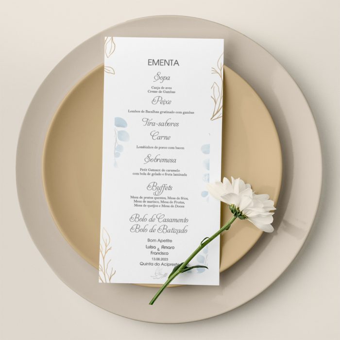 Ementa de Casamento glamour e elegante