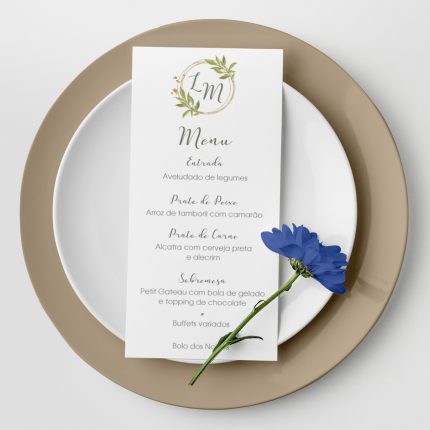Ementa de Casamento glamour e elegante