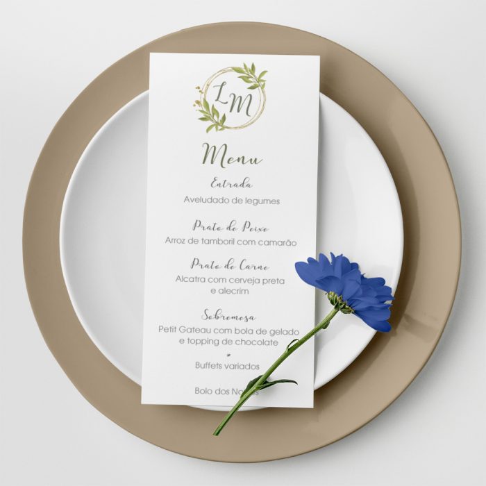 Ementa de Casamento glamour e elegante