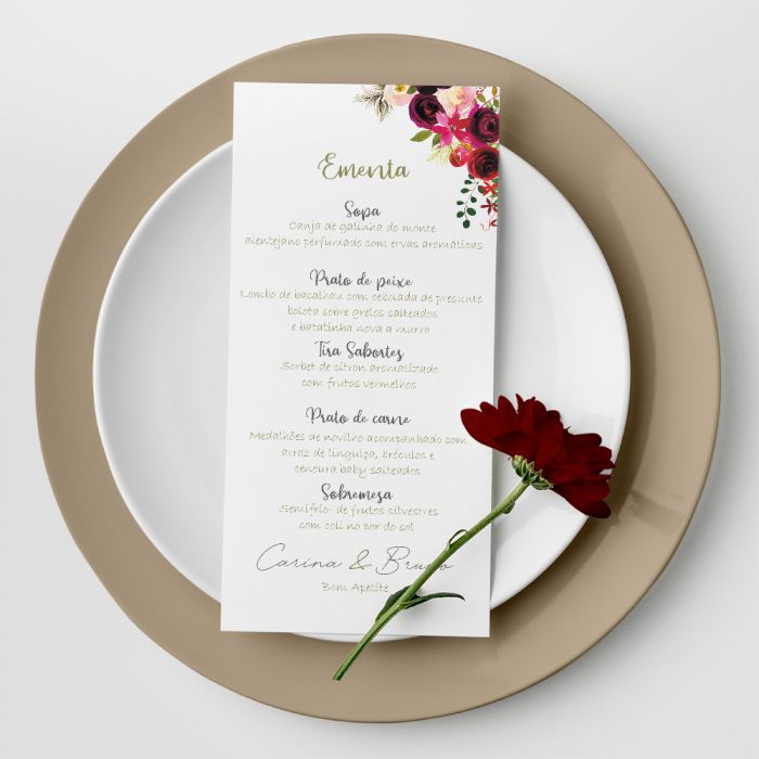 Ementa de casamento Marsala