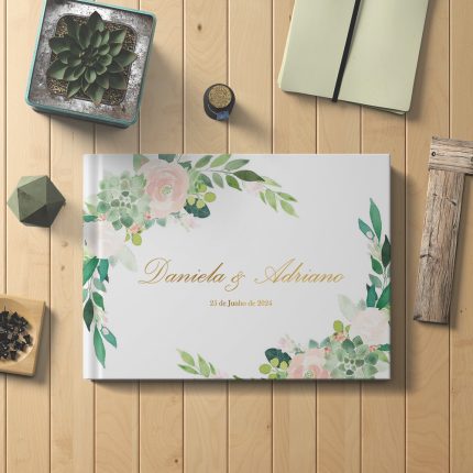 Livro de Honra para casamento ou Batizado com encadernação em capa rija