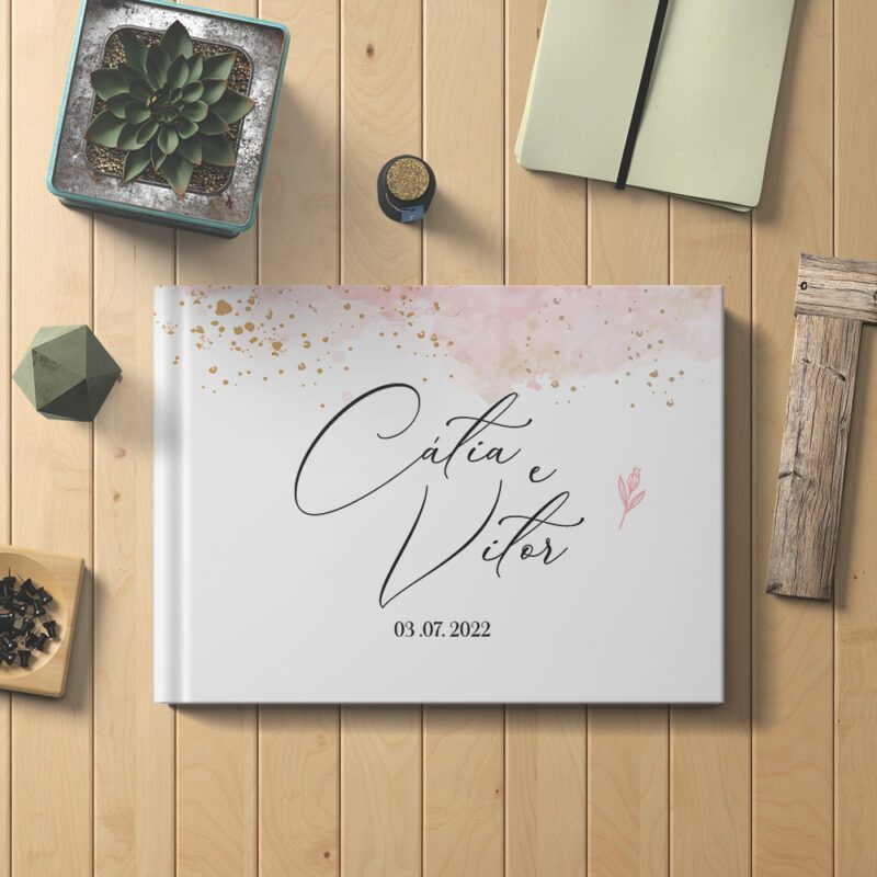 Livro de Honra para casamento ou Batizado com encadernação em capa rija