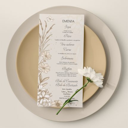Ementa de Casamento glamour e elegante
