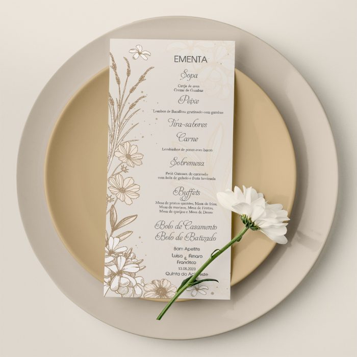Ementa de Casamento glamour e elegante