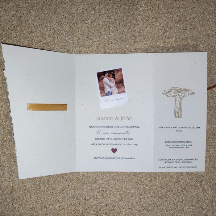 Convite de Casamento impresso em papel reciclado com design elegante