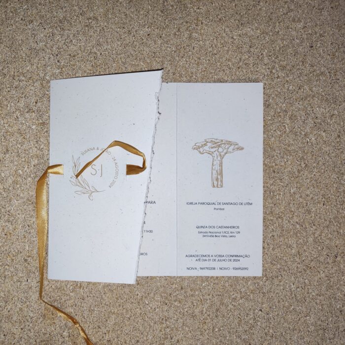 Convite de Casamento impresso em papel reciclado com design elegante